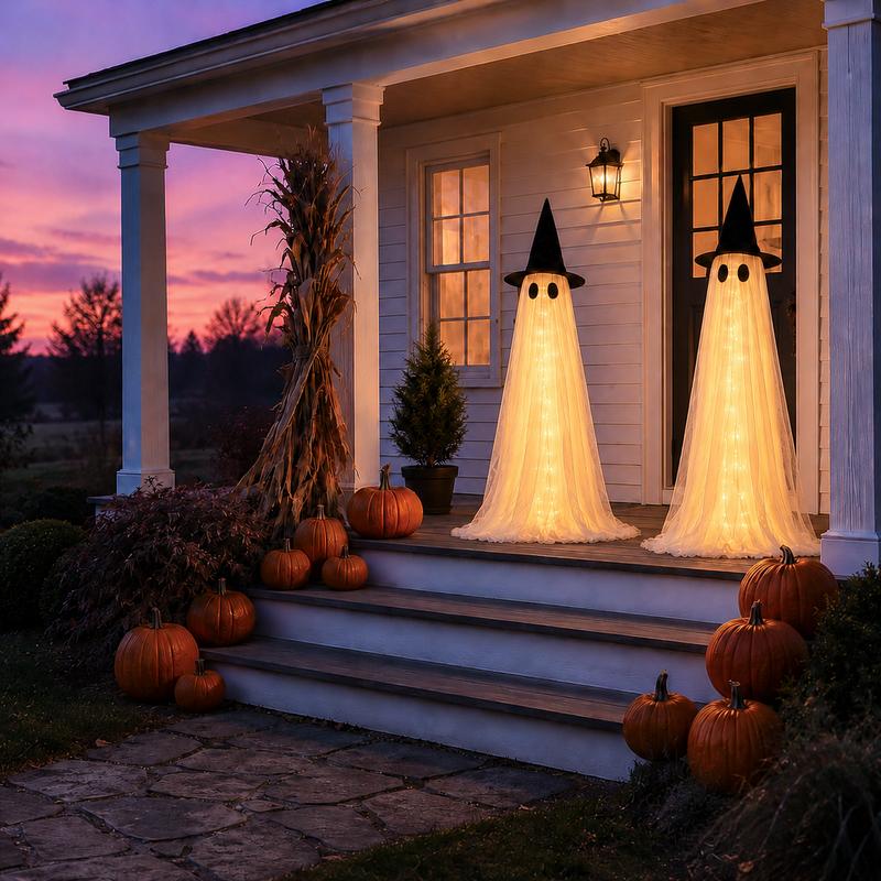 Wind-Resistant Lighted Ghost Halloween Decor