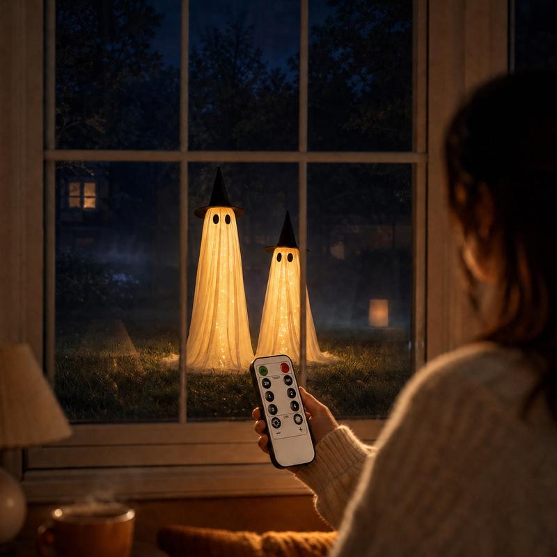 Wind-Resistant Lighted Ghost Halloween Decor