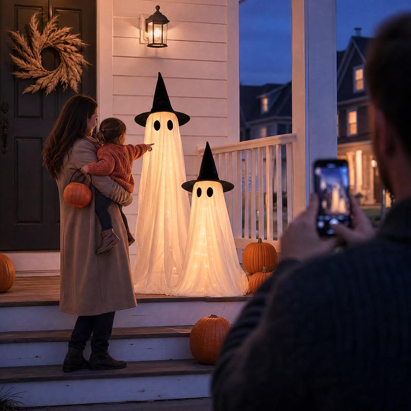 Wind-Resistant Lighted Ghost Halloween Decor